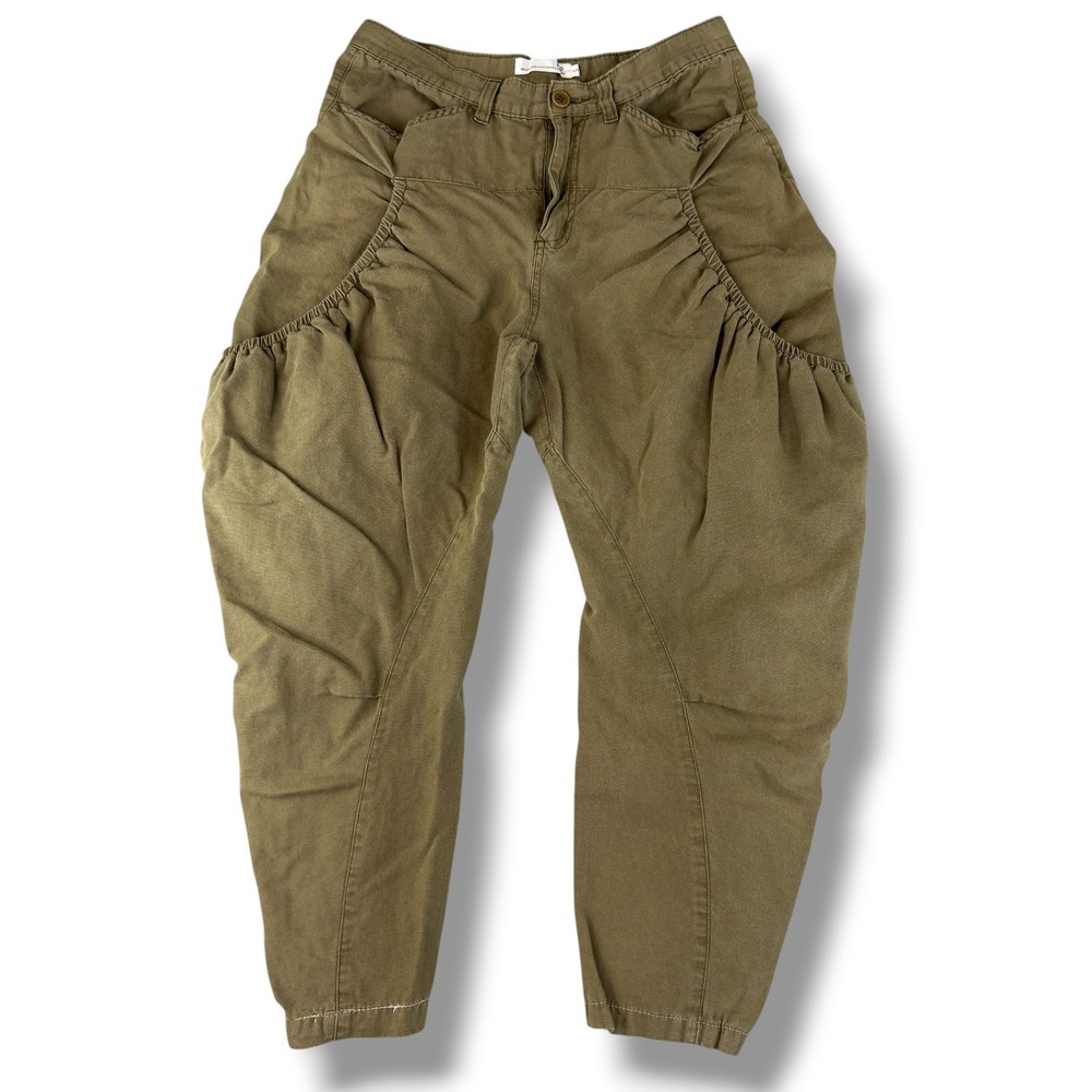 K-TWO Studios Olive Green Ballon Pants Low Rise Ruched Pockets Boho Hippie Sz S